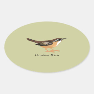 Pegatina Ovalada Carolina Wren