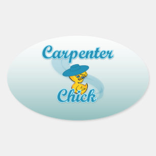 Pegatina Ovalada Carpenter Chick #3