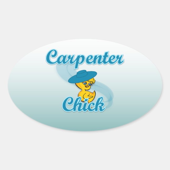 Pegatina Ovalada Carpenter Chick #3 (Anverso)