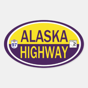 Pegatina Ovalada Carretera de Alaska