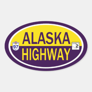 Pegatina Ovalada Carretera de Alaska
