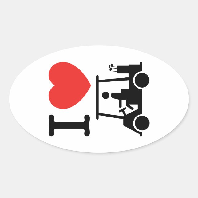 Pegatina Ovalada Carro de golf I Heart (Love) (Anverso)