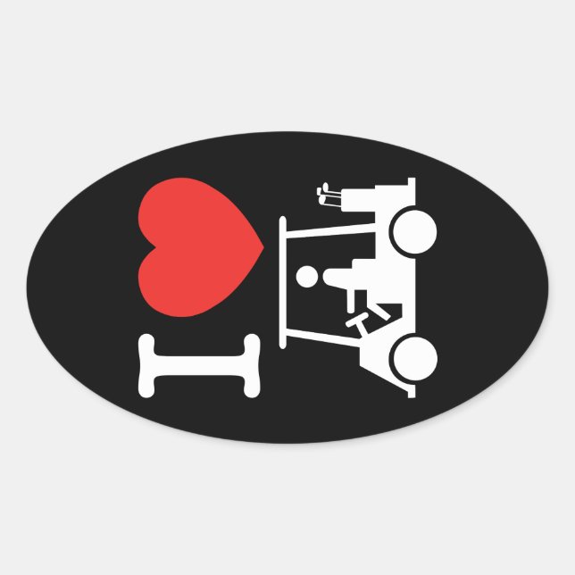 Pegatina Ovalada Carro de golf I Heart (Love) (Anverso)