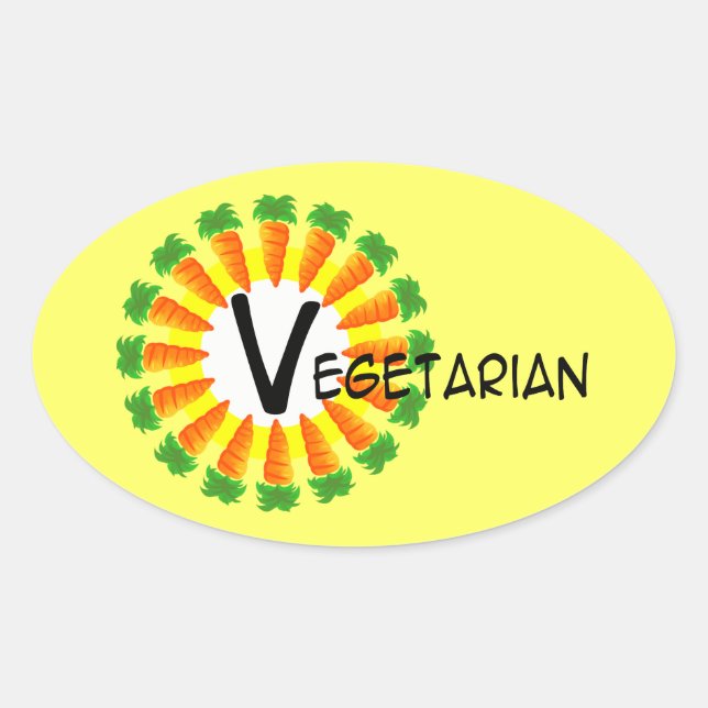 Pegatina Ovalada Carrot Circle Sun Vegetarian (Anverso)