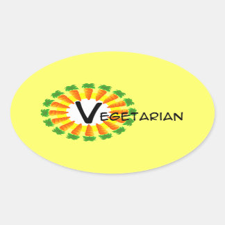 Pegatina Ovalada Carrot Circle Sun Vegetarian