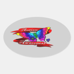 Pegatina Ovalada Cartel de sensibilización sobre el autismo