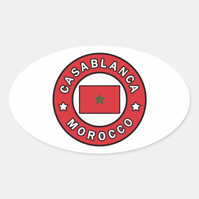 Pegatina Ovalada Casablanca Marruecos (Anverso)