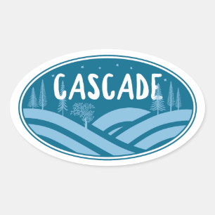 Pegatina Ovalada Cascade Idaho al aire libre