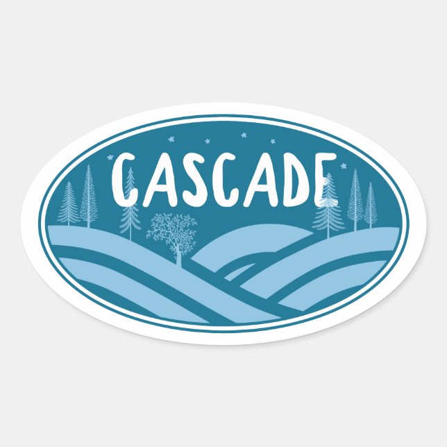 Pegatina Ovalada Cascade Idaho al aire libre (Anverso)