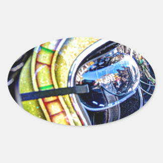 Pegatina Ovalada Casco de motocicleta clásico