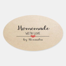 Pegatina Ovalada Casero con amor kraft personalizado
