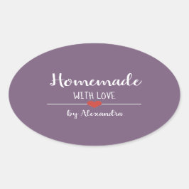 Pegatina Ovalada Casero con amor morado personalizado