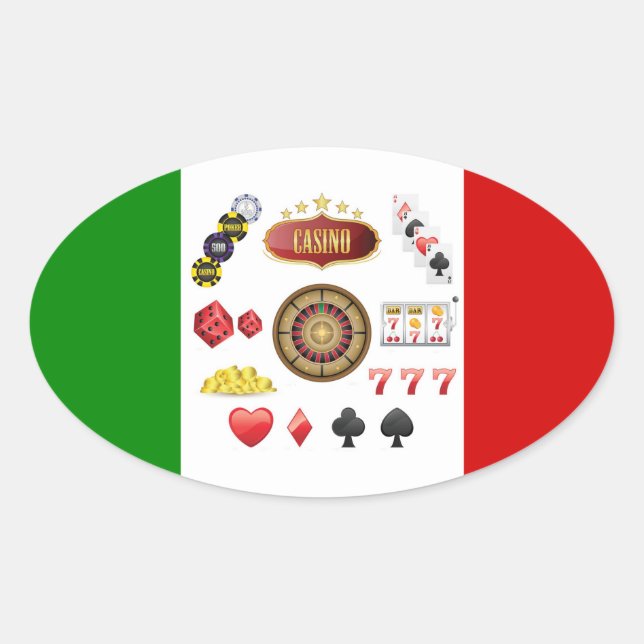Pegatina Ovalada Casino (Anverso)