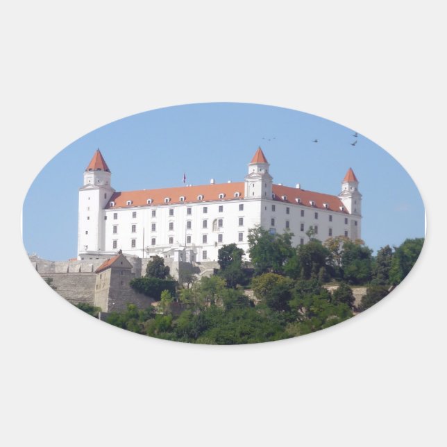 Pegatina Ovalada castillo de bratislava (Anverso)