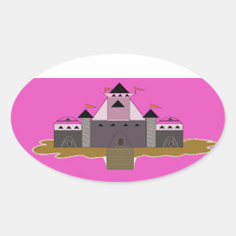 Pegatina Ovalada Castillo de la Princesa Rosa