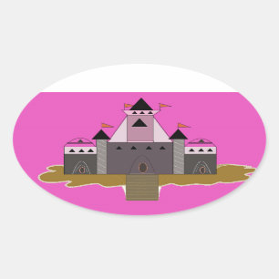 Pegatina Ovalada Castillo de la Princesa Rosa