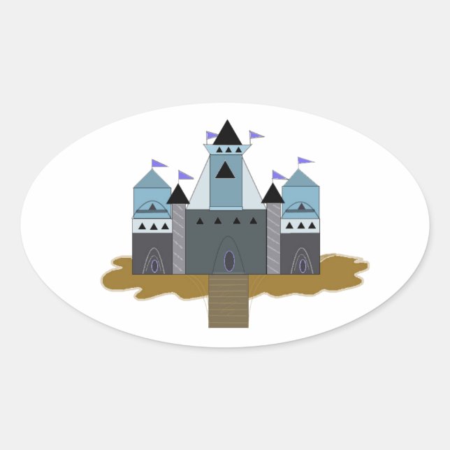 Pegatina Ovalada Castillo Poderoso (Anverso)