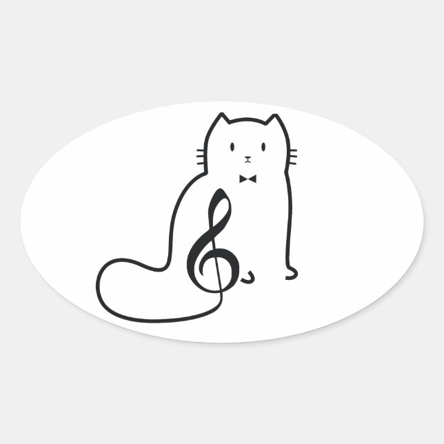 PEGATINA OVALADA CAT Y NOTA MUSICAL (Anverso)