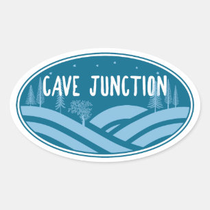 Pegatina Ovalada Cave Junction Oregon al aire libre