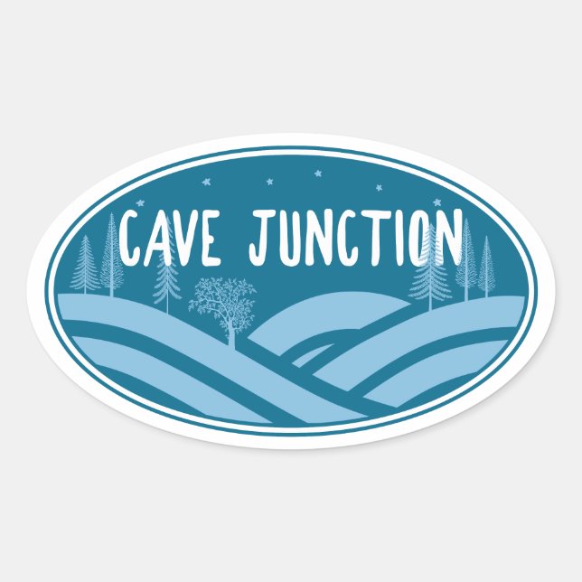 Pegatina Ovalada Cave Junction Oregon al aire libre (Anverso)
