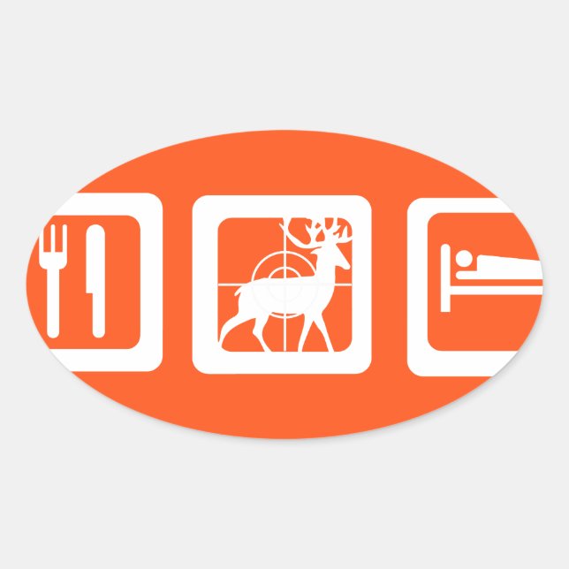 Pegatina Ovalada Caza de sueño de comer (Anverso)