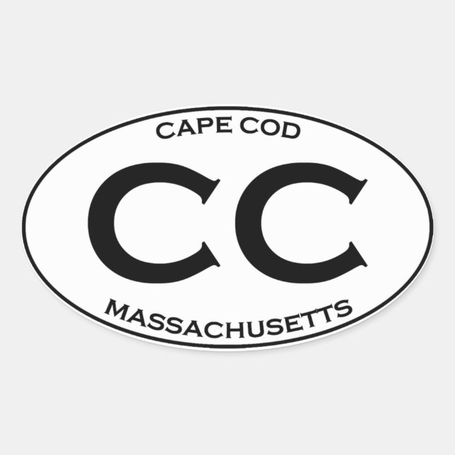 Pegatina Ovalada CC - Cape Cod Massachusetts (Anverso)