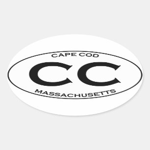 Pegatina Ovalada CC - Cape Cod Massachusetts