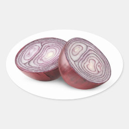 Pegatina Ovalada Cebolla roja cortada en mitades
