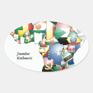 Pegatina Ovalada Celebración de África en el diseño de banderas