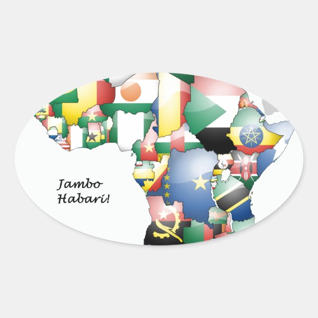 Pegatina Ovalada Celebración de África en el diseño de banderas (Anverso)