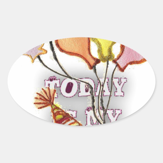 Pegatina Ovalada Celebrar con nuestro alegre saludo de cumpleaños (Anverso)