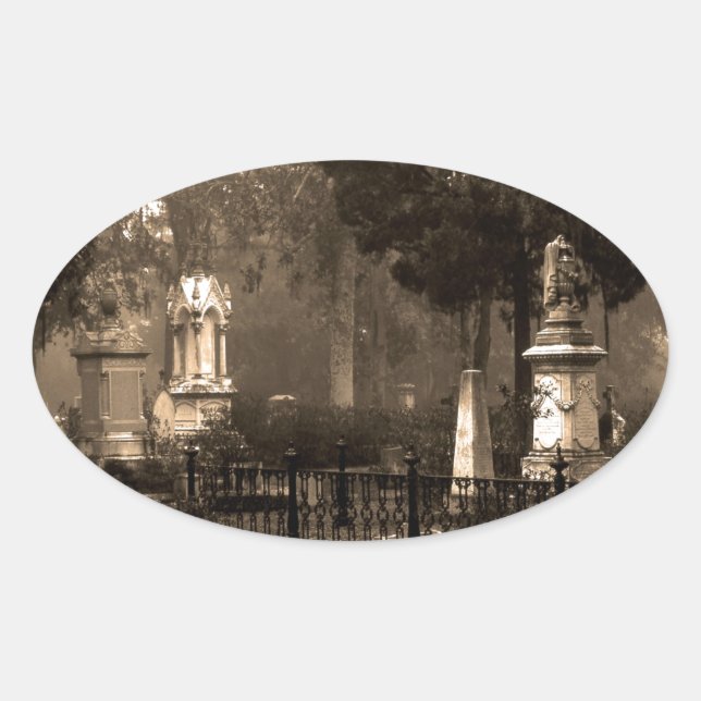 Pegatina Ovalada Cementerio histórico de Bonaventure (Anverso)