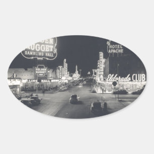 Pegatina Ovalada Centro de Las Vegas Retro