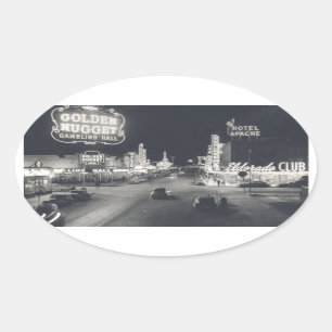Pegatina Ovalada Centro de Las Vegas Retro