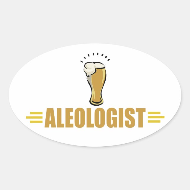 Pegatina Ovalada Cerveza Divertida (Anverso)