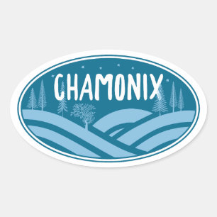 Pegatina Ovalada Chamonix Francia Al aire libre