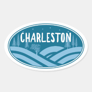 Pegatina Ovalada Charleston West Virginia al aire libre