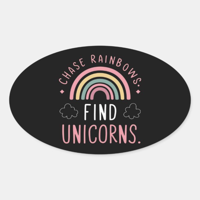 Pegatina Ovalada Chase Rainbows Encuentra Unicornios (Anverso)