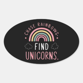Pegatina Ovalada Chase Rainbows Encuentra Unicornios