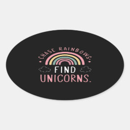 Pegatina Ovalada Chase Rainbows Encuentra Unicornios