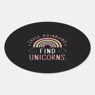 Pegatina Ovalada Chase Rainbows Encuentra Unicornios