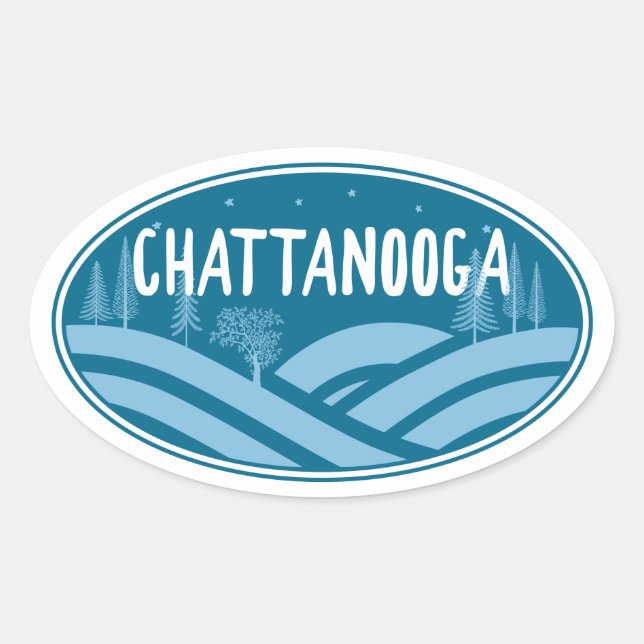 Pegatina Ovalada Chattanooga Tennessee (Anverso)