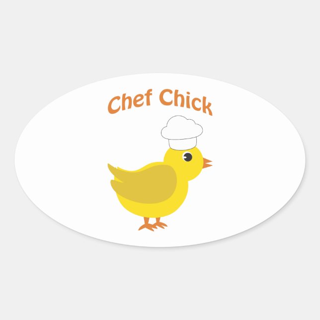 Pegatina Ovalada Chef Chick (Anverso)