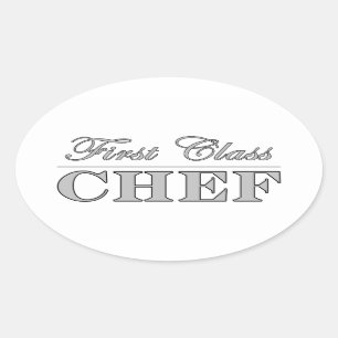 Pegatina Ovalada Chefs divertidos de diseño: Chef de primera clase