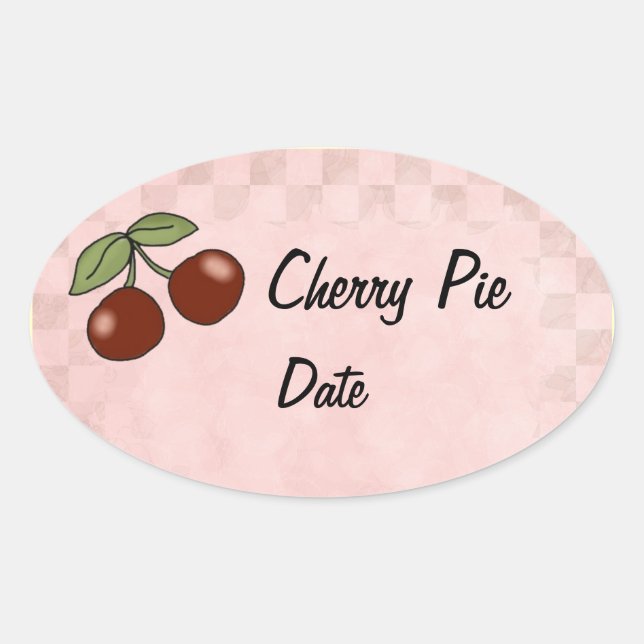 Pegatina Ovalada Cherry Kitchen Lables (Anverso)