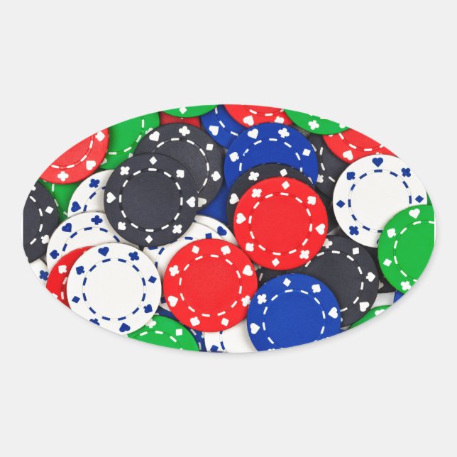 Pegatina Ovalada Chiapas de póquer de casino (Anverso)