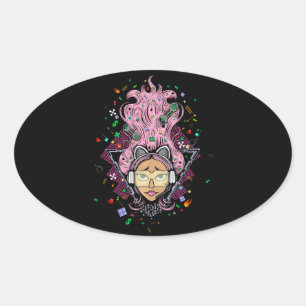 Pegatina Ovalada Chica Gamer