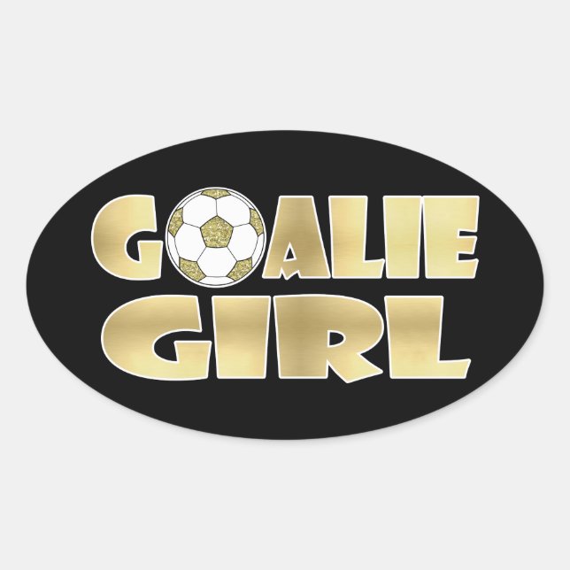 Pegatina Ovalada Chica Gold de Soccer Goalie (Anverso)
