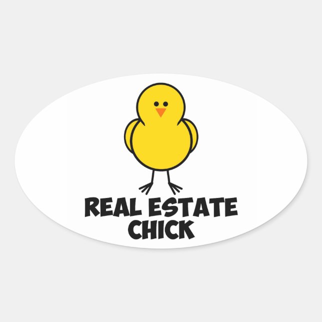 Pegatina Ovalada Chick inmobiliario (Anverso)