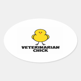 Pegatina Ovalada Chick veterinario